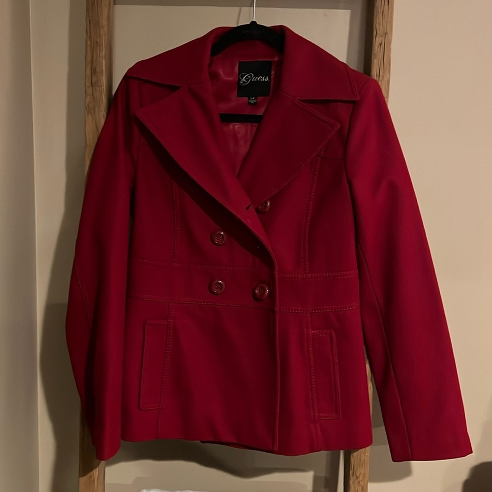 Red Guess trench coat